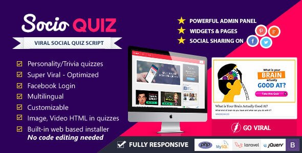 Free Download SocioQuiz v.2.0 – Viral Quiz website script by Codecanyon