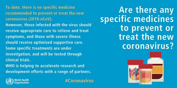 Are there any specific medicines to prevent or treat the new coronavirus
