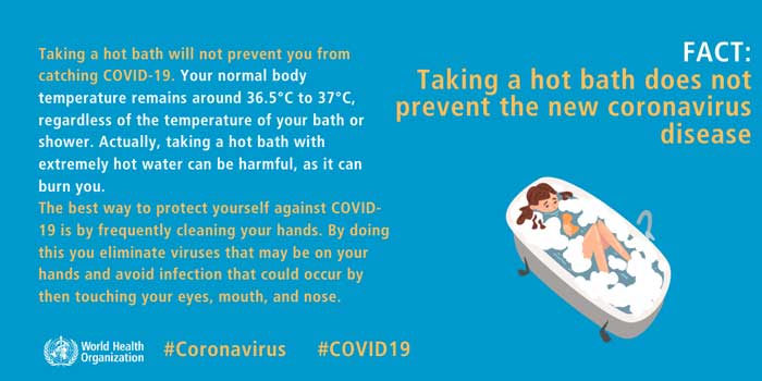 Taking a hot bath does not prevent the new coronavirus disease